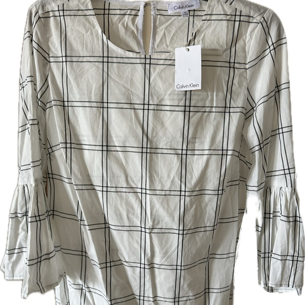 Calvin Klein White & Black Boxy Blouse